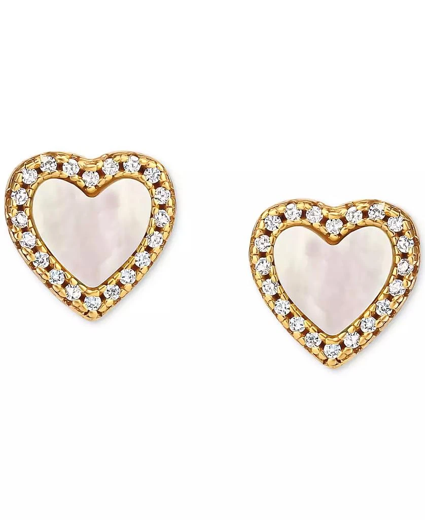 商品Giani Bernini|Mother of Pearl & Cubic Zirconia Heart Stud Earrings in 18k Gold-Plated Sterling Silver, Created for Macy's,价格¥486,第3张图片详细描述