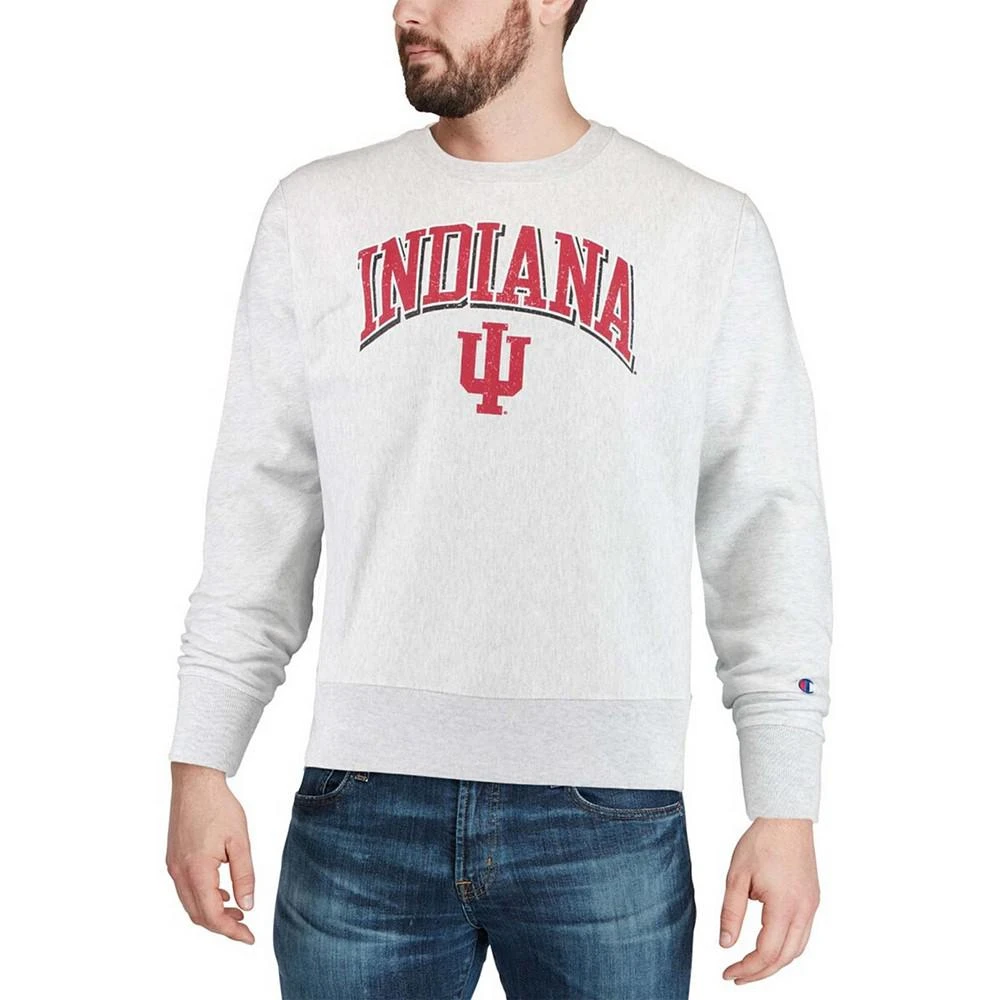 商品CHAMPION|Men's Gray Indiana Hoosiers Arch Over Logo Reverse Weave Pullover Sweatshirt,价格¥551,第4张图片详细描述