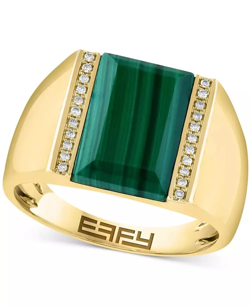 商品Effy|EFFY® Men's Malachite & Diamond (1/10 ct. t.w.) Ring in Gold-Plated Sterling Silver,价格¥2623,第1张图片