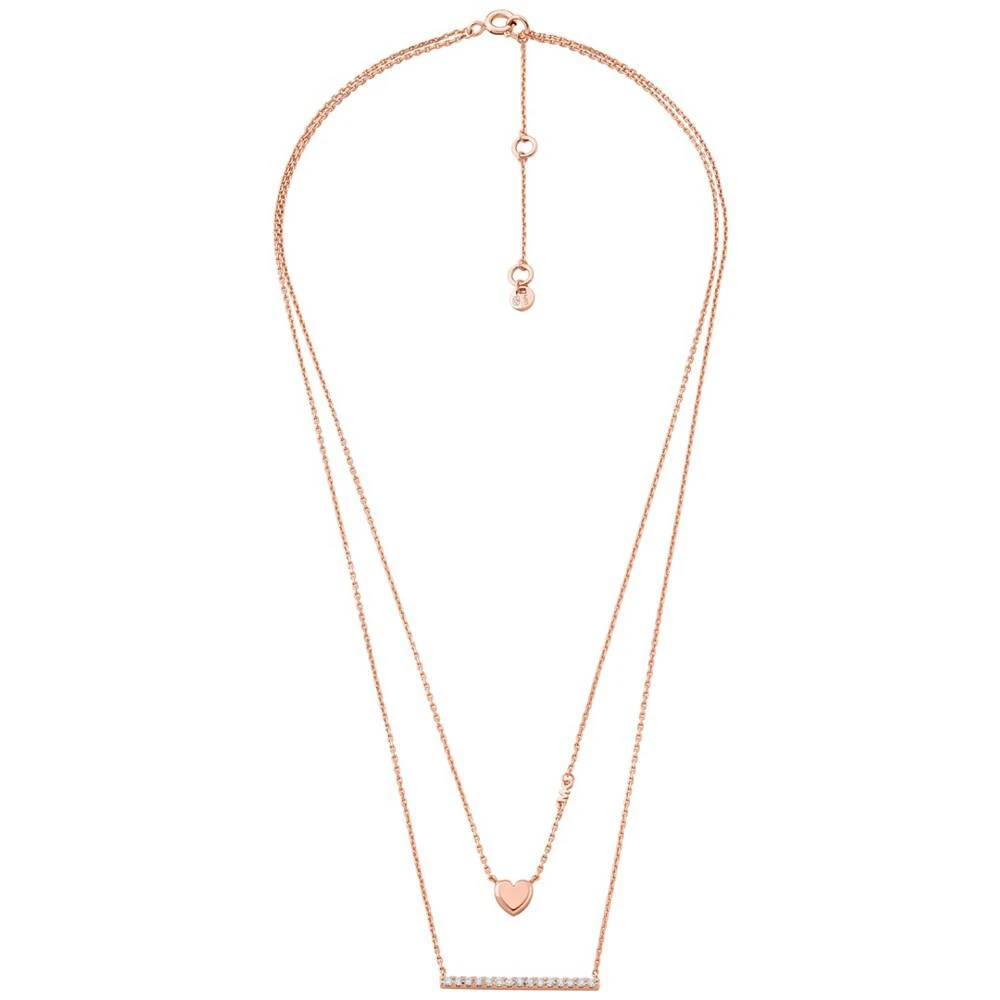 商品Michael Kors|14k Rose Gold-plated Sterling Silver Double Layer Heart Necklace,价格¥1130,第2张图片详细描述