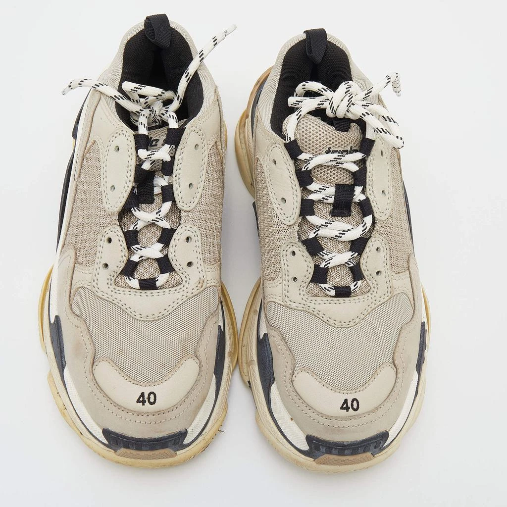 商品[二手商品] Balenciaga|Balenciaga Beige/Black Leather And Mesh Triple S Trainer Sneakers Size 40,价格¥3522,第3张图片详细描述