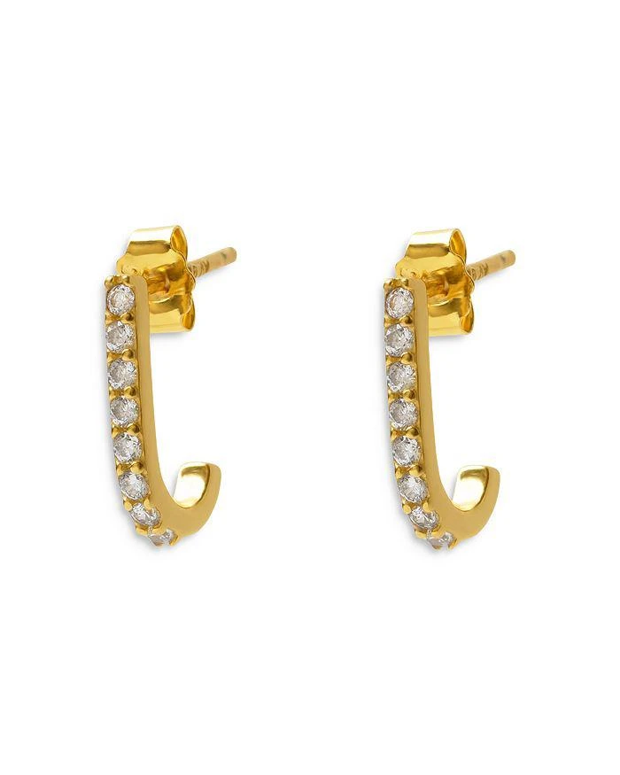 商品Argento Vivo|Pavé J Hoop Earrings in 18K Gold Plated Sterling Silver,价格¥196,第1张图片