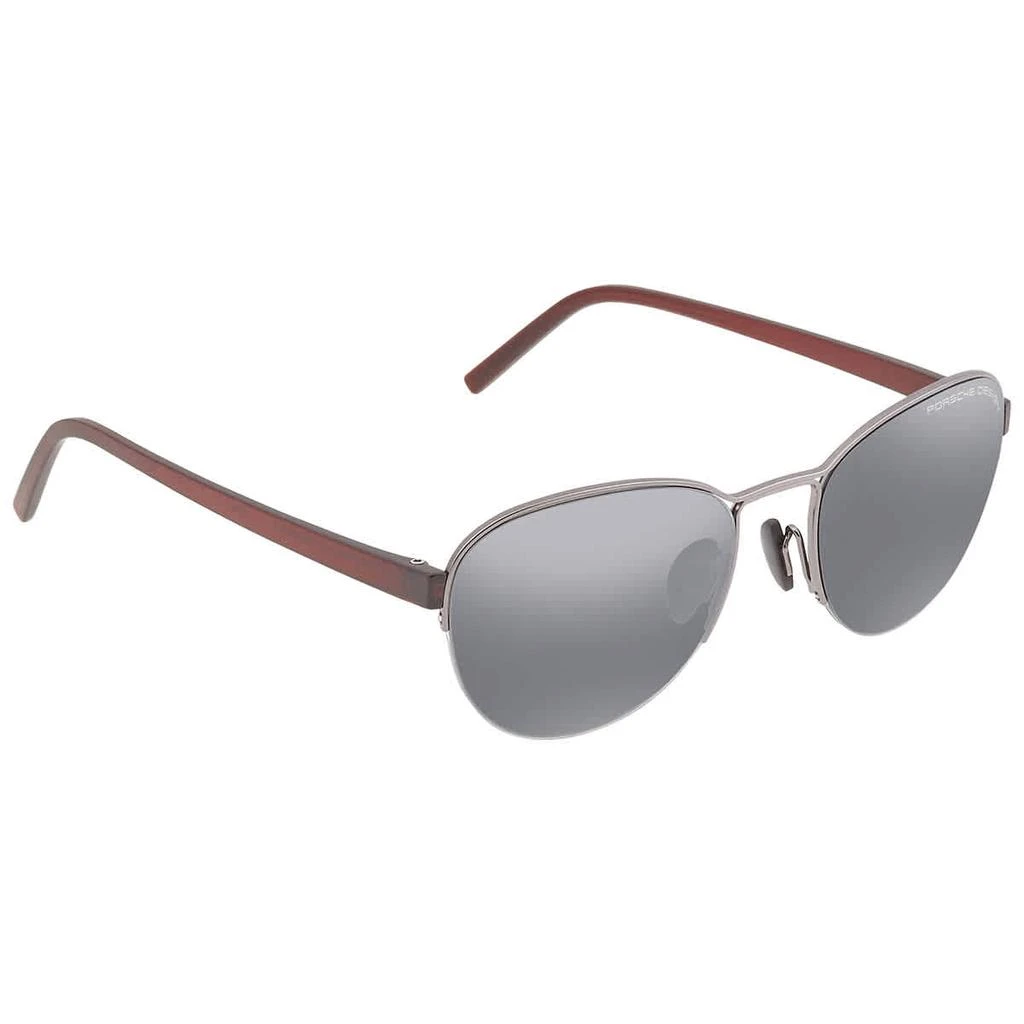 商品Porsche Design|Black Blue Silver Mirror Oval Men's Sunglasses P8677 D 54,价格¥750,第1张图片