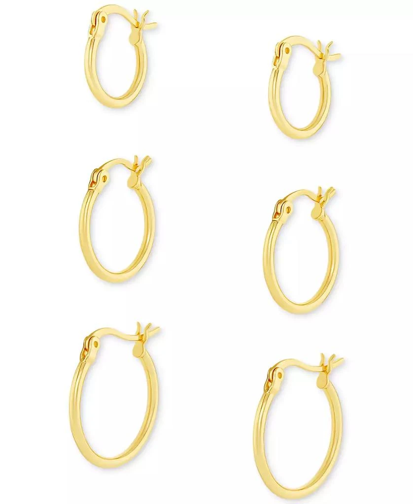 商品Macy's|Polished Hoop Earrings Set in 18k Gold over Sterling Silver, Created for Macy's,价格¥188,第4张图片详细描述