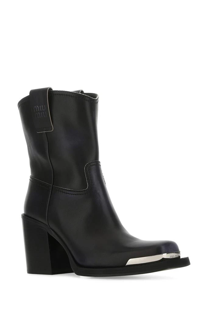 商品Miu Miu|Black leather ankle boots,价格¥12020,第1张图片