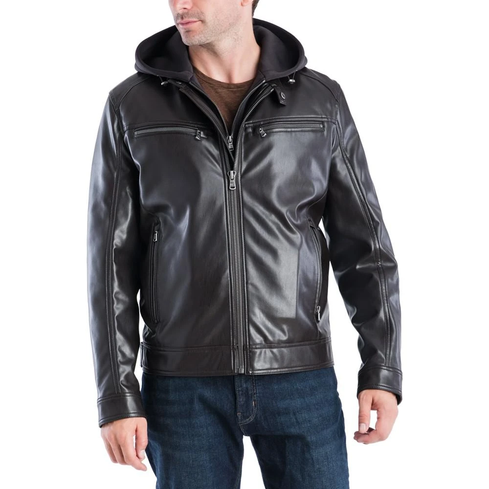 商品Michael Kors|MICHAEL Kors Men's Faux-Leather Hooded Bomber Jacket, Created for Macy's,价格¥1166,第4张图片详细描述
