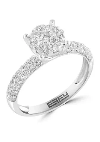 商品Effy|9 10 Ct. T.w. Diamond Cluster Ring In 14K White Gold,价格¥10918,第1张图片