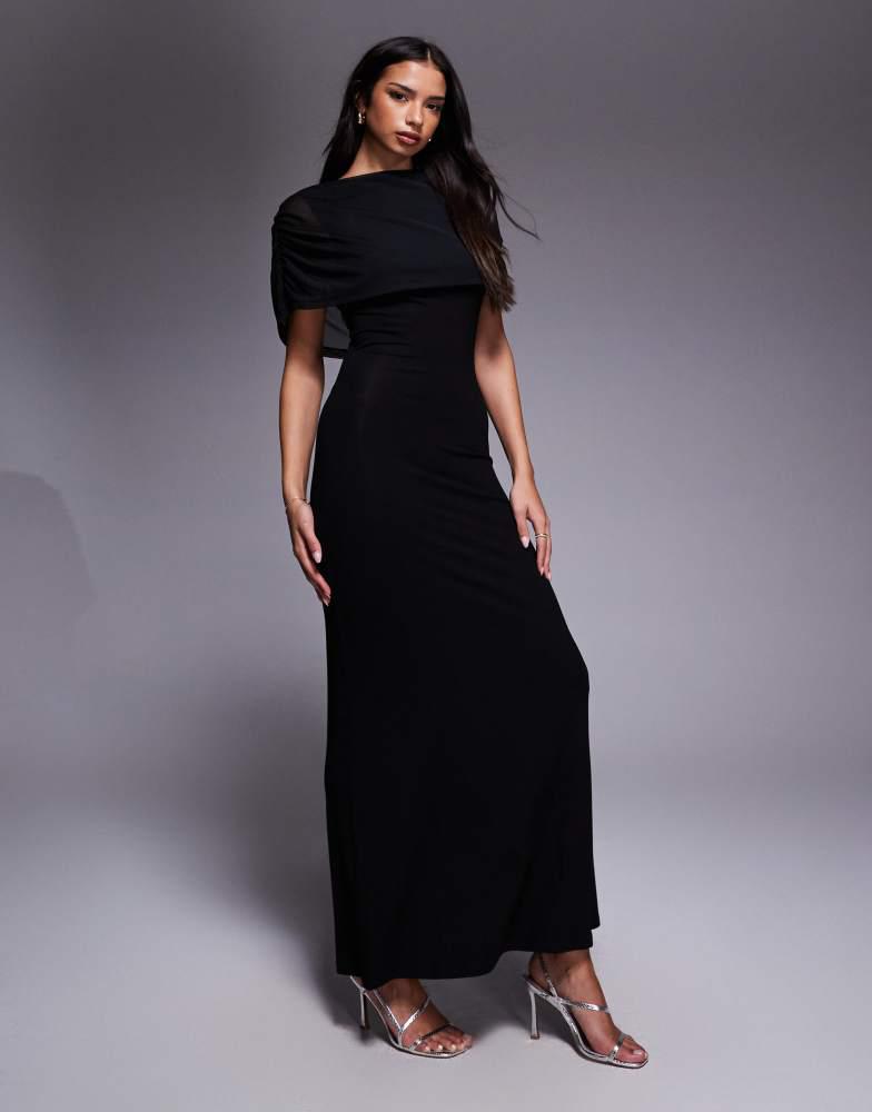 cape detail maxi dress Charlotte Rose Gold Sequin Maxi Dress with Cape Detail  Frock and Frill