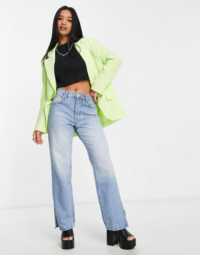 商品Bershka|Bershka Petite oversized blazer in lime,价格¥174,第4张图片详细描述