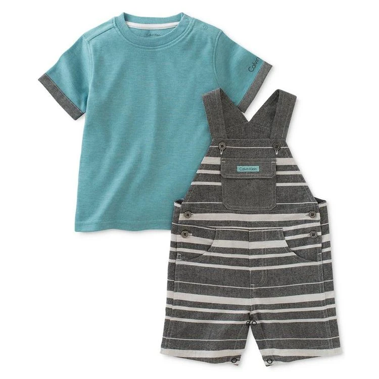 商品Calvin Klein|2-Pc. T-Shirt & Striped Overall Set, Baby Boys (0-24 Months),价格¥87,第2张图片详细描述