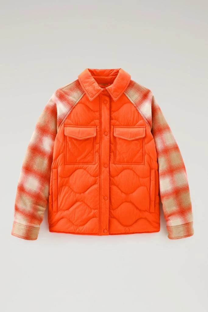 商品Woolrich|Crinkle Nylon Alba Overshirt with Wool Sleeves - Women - Red,价格¥2377,第1张图片
