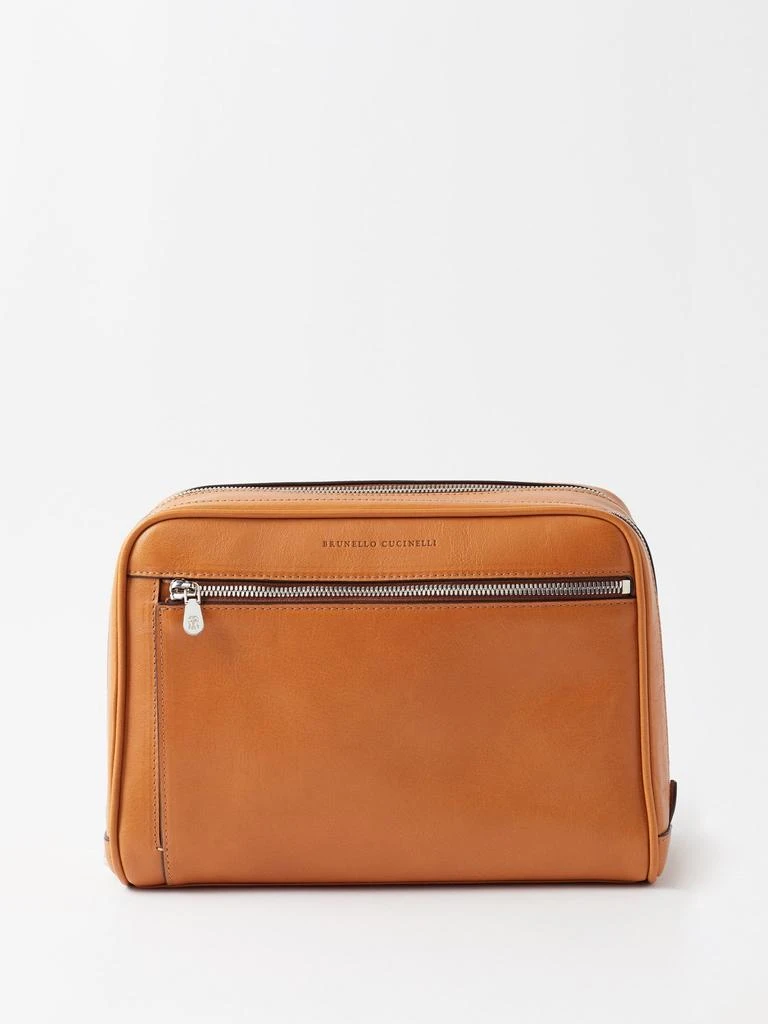 商品Brunello Cucinelli|Logo-print leather washbag,价格¥13788,第1张图片