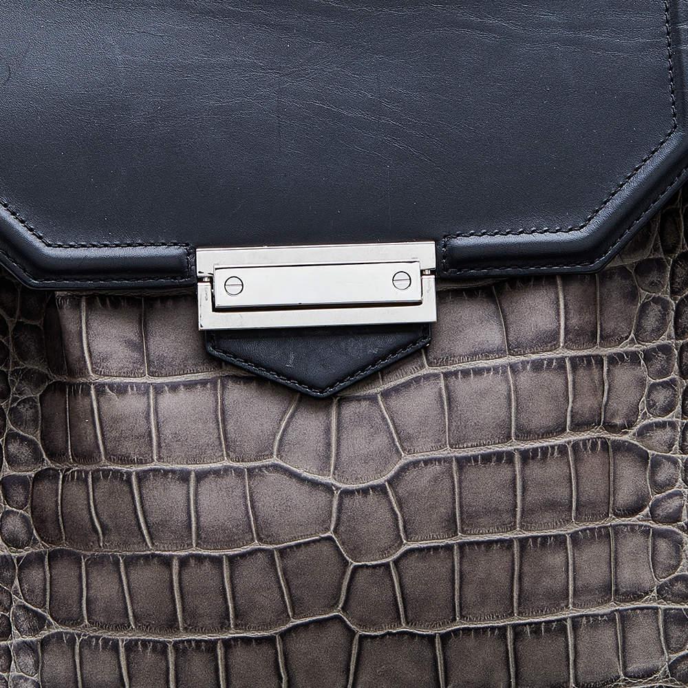 商品[二手商品] Alexander Wang|Alexander Wang Grey Croc Embossed Leather Prisma Drawstring Backpack,价格¥5054,第7张图片详细描述