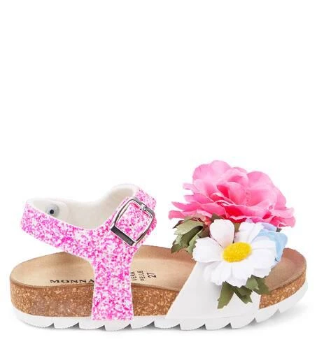 商品MONNALISA|Floral-appliqué glitter sandals,价格¥1085,第4张图片详细描述