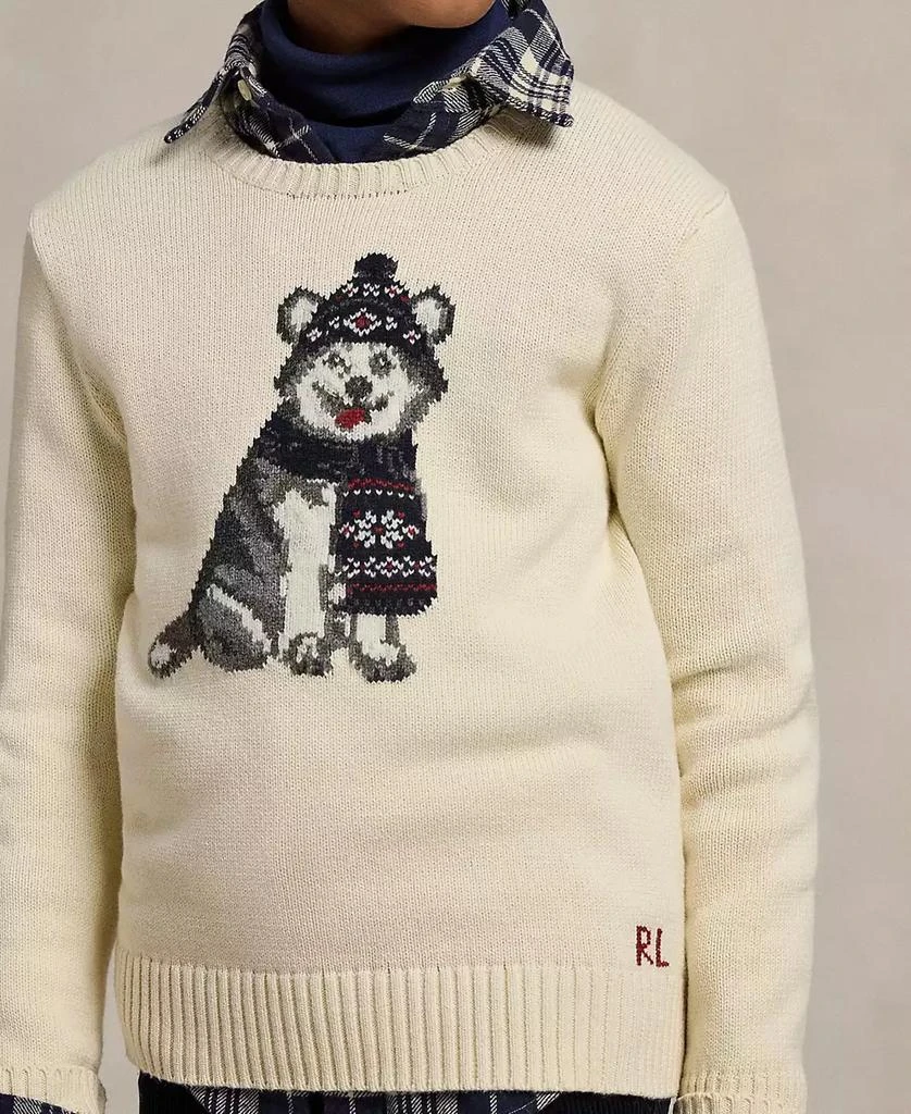 商品Ralph Lauren|Big Boys Dog-Intarsia Crewneck Sweater,价格¥886,第2张图片详细描述