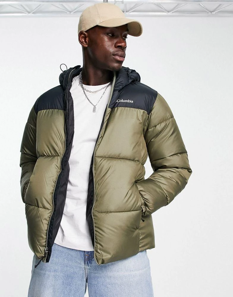 商品Columbia|Columbia Puffect hooded puffer jacket in khaki,价格¥710,第1张图片