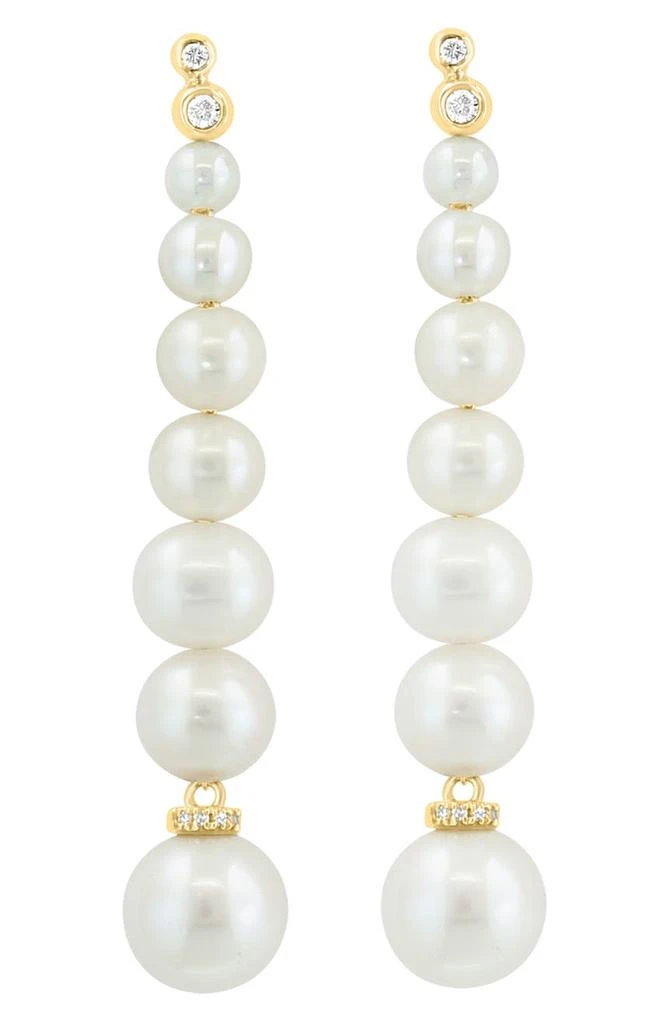 商品Effy|14K Gold Diamond & Freshwater Pearl Drop Earrings - 0.13ct.,价格¥4770,第2张图片详细描述