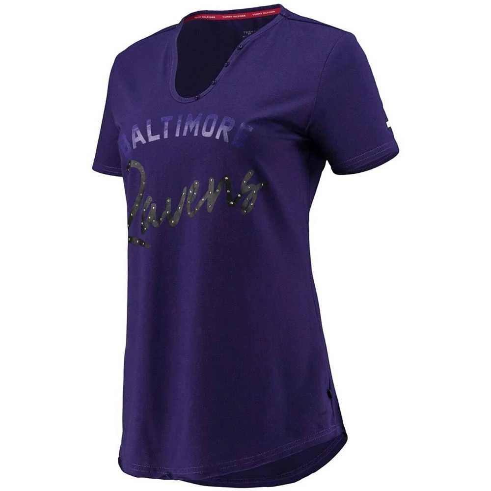 商品Tommy Hilfiger|Women's Purple Baltimore Ravens Riley V-Neck T-shirt,价格¥192,第3张图片详细描述