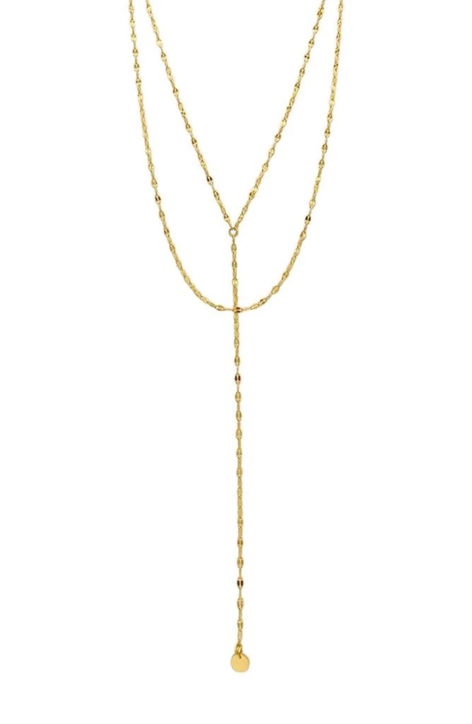 商品ADORNIA|14K Gold Plated Water Resistant Double Layer Y-Necklace,价格¥187,第1张图片