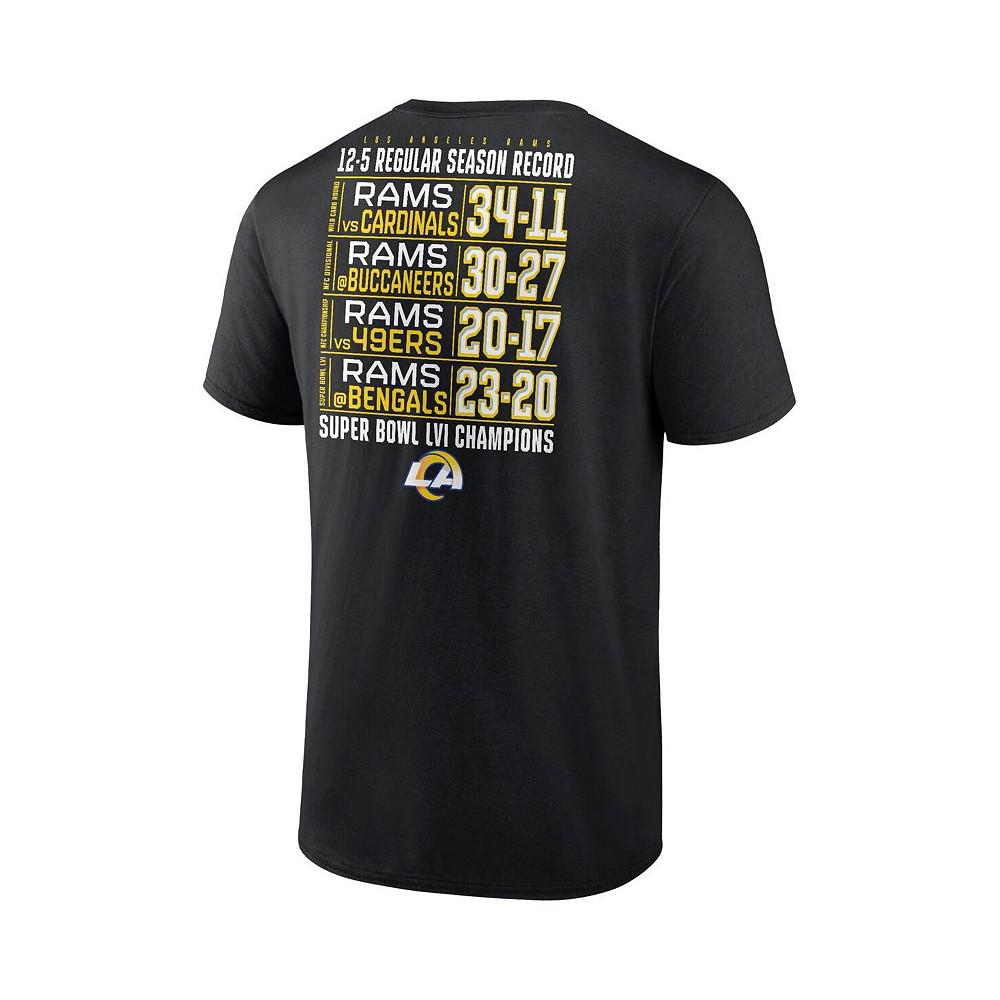 Men's Branded Black Los Angeles Rams Super Bowl LVI Champions Schedule T-shirt商品第4张图片规格展示