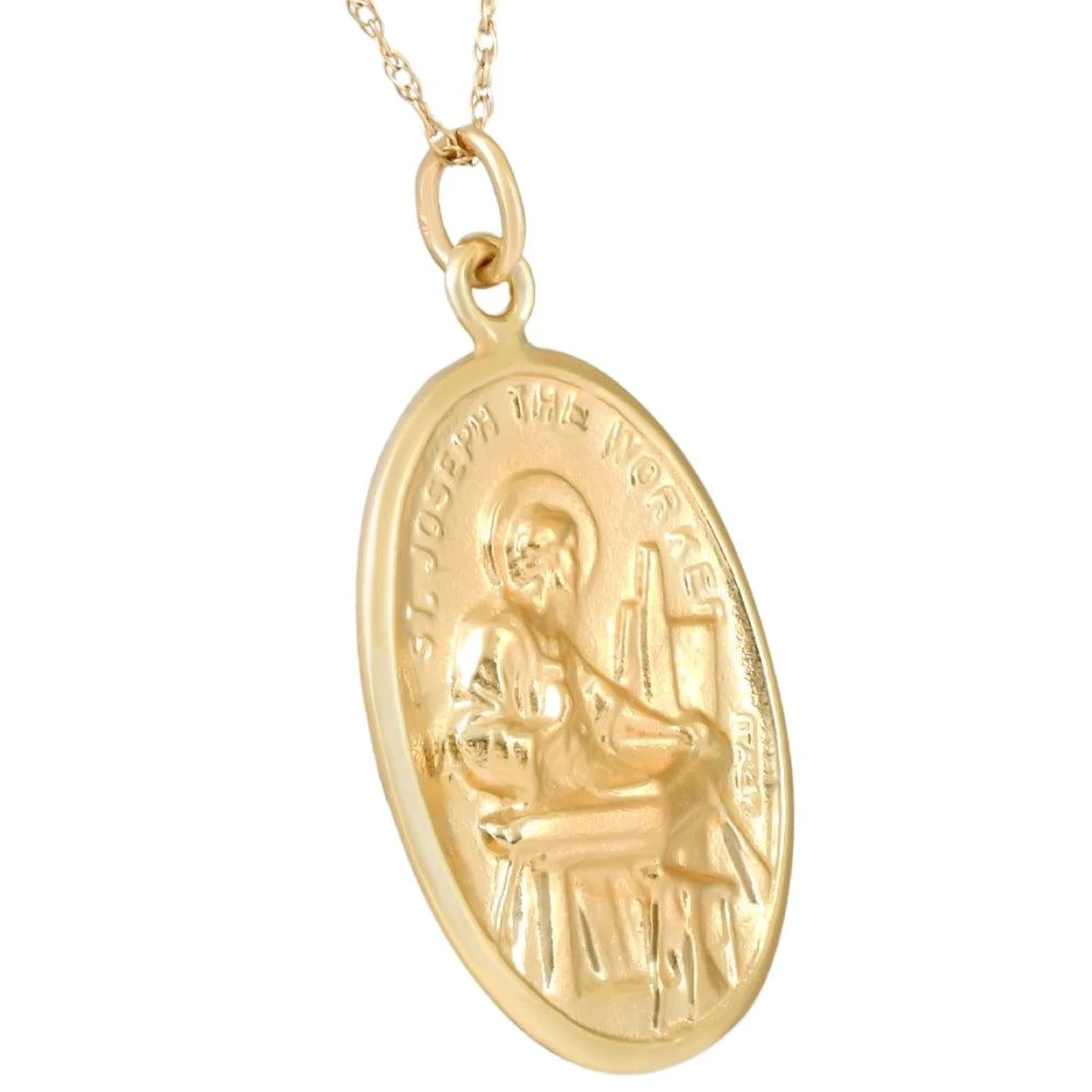 商品Pompeii3|14k White or Yellow Gold St. Joseph Medal Pendant 1" Tall 2.5 Grams,价格¥2740,第2张图片详细描述