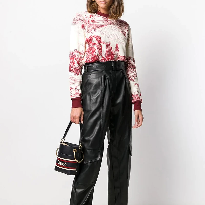 Chloe' 蔻依 女士白色酒红色圆领印花卫衣 CHC19WJH06-487-91T 商品