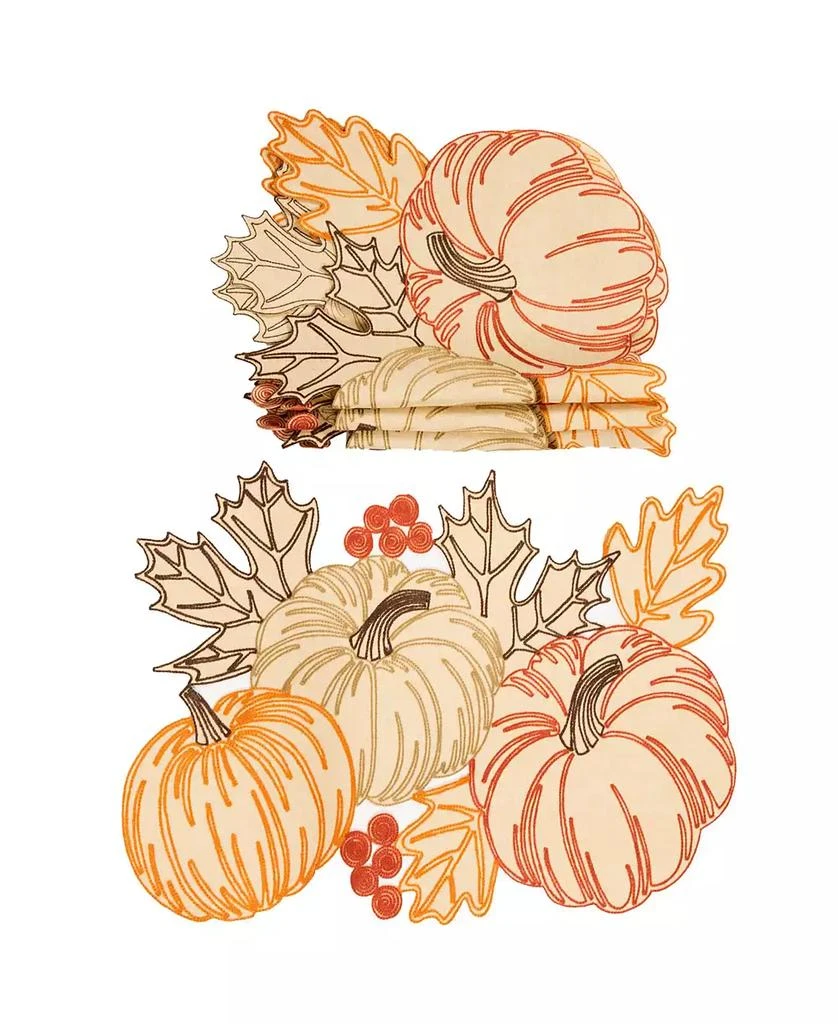 商品Manor Luxe|Pumpkin Party Embroidered Cutwork Placemats - Set of 4,价格¥516,第1张图片