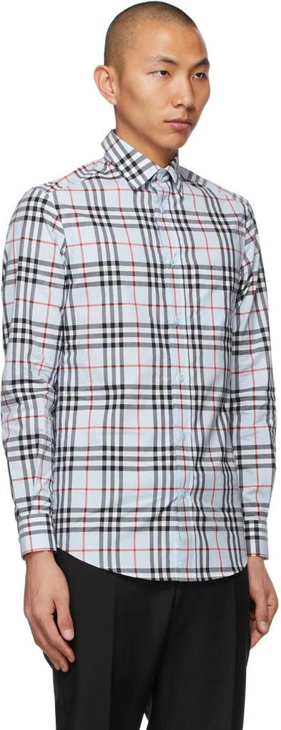 商品Burberry|Blue Poplin Check Logo Appliqué Shirt,价格¥3191,第2张图片详细描述