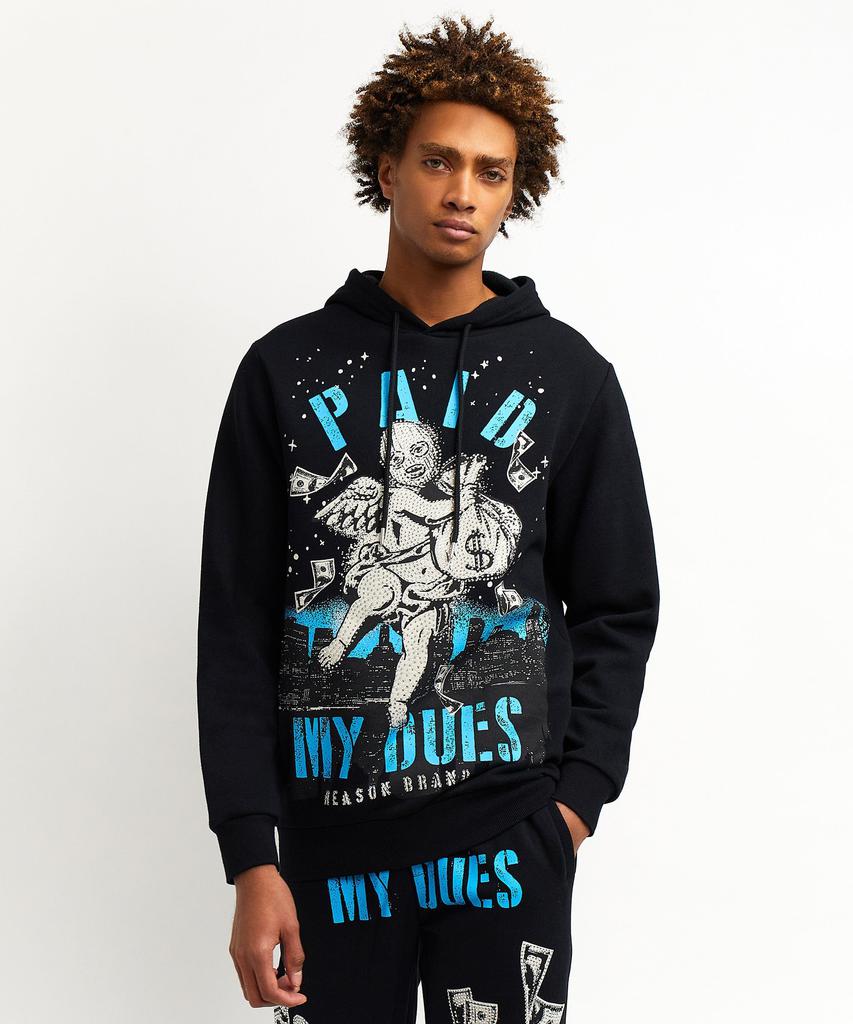 Paid My Dues Front Print Rhinestone Hoodie商品第5张图片规格展示