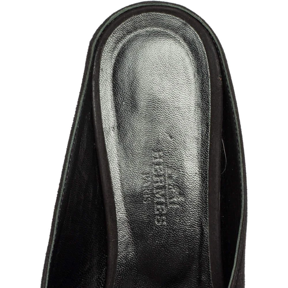 Hermes Black/Beige Suede Roxane Mules Size 37.5 商品