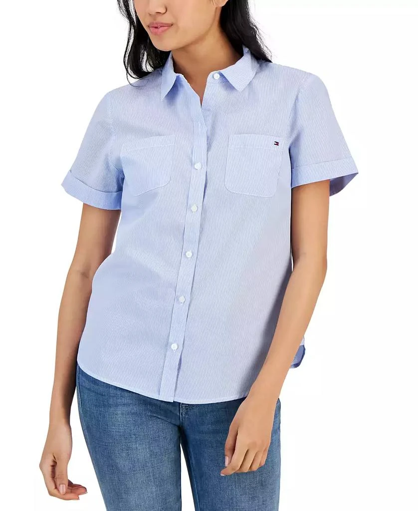 商品Tommy Hilfiger|Women's Striped Cotton Camp Shirt,价格¥353,第1张图片