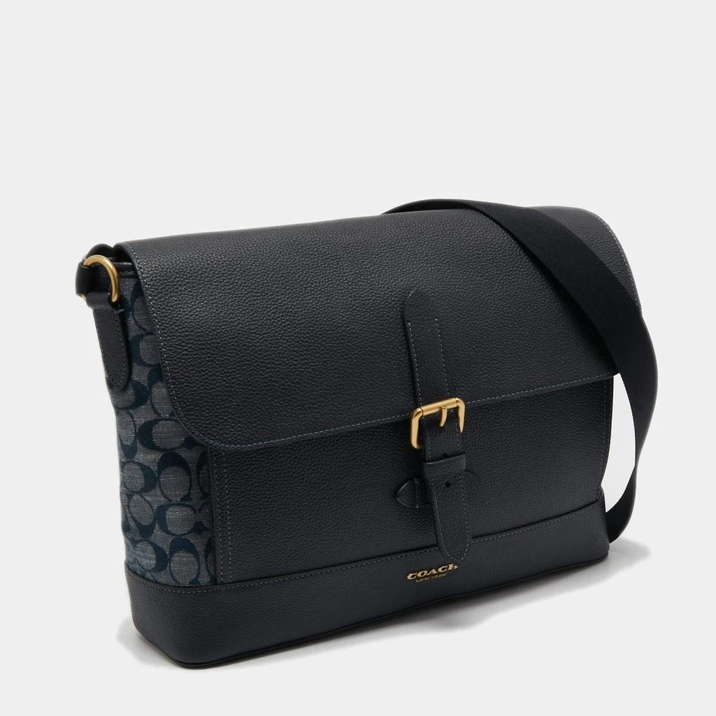 商品[二手商品] Coach|Coach Blue Signature Canvas an Leather Hudson Messenger Bag,价格¥1526,第3张图片详细描述