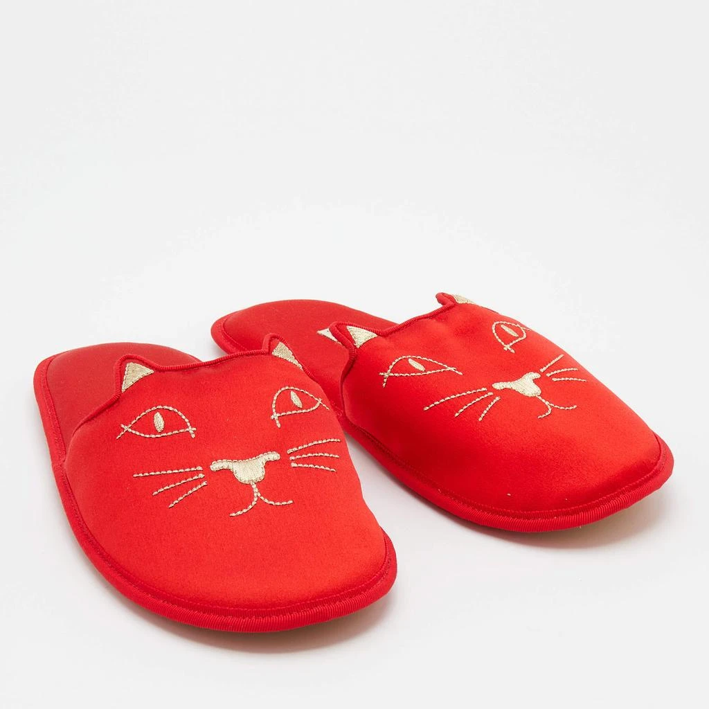 商品Charlotte Olympia|Charlotte Olympia Red Satin Kitty Slipper Flats Size XS 38,价格¥859,第4张图片详细描述