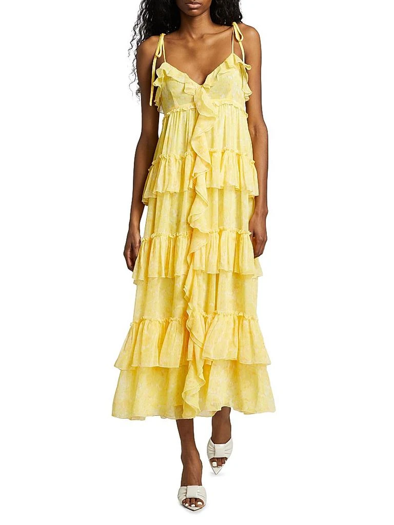 商品Cinq à Sept|Fadrid Ruffle Chiffon Tiered Midi-Dress,价格¥913,第3张图片详细描述