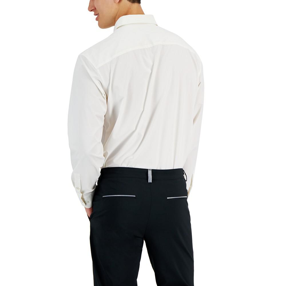 Men's Regular Fit Travel Ready Knit Solid Dress Shirt, Created for Macy's商品第2张图片规格展示