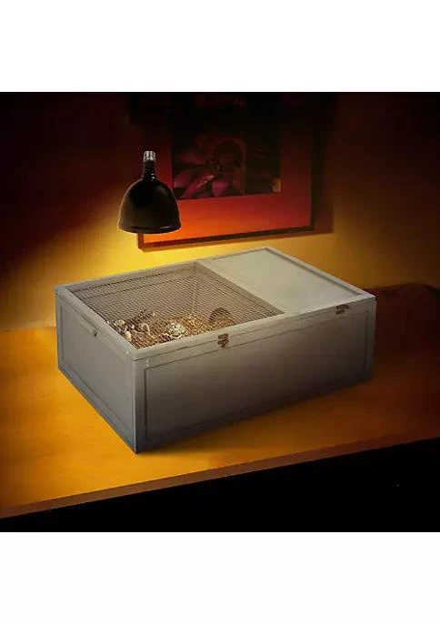 商品belk|37%E2%80%9D Wooden Tortoise House Turtle Terrarium  Small Reptile Enclosure With Two Room Design Grey,价格¥776,第4张图片详细描述