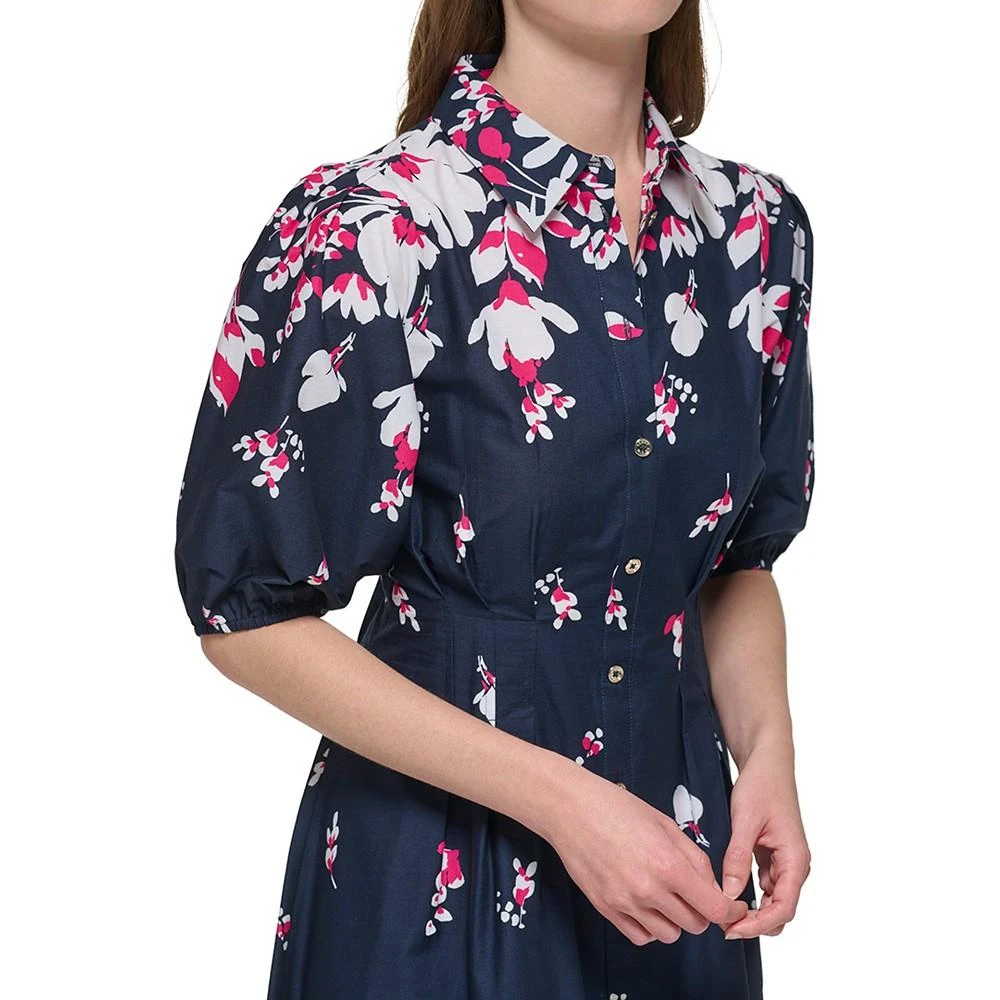 商品Tommy Hilfiger|Women's Cotton Puff-Sleeve Floral Midi Dress,价格¥422,第4张图片详细描述