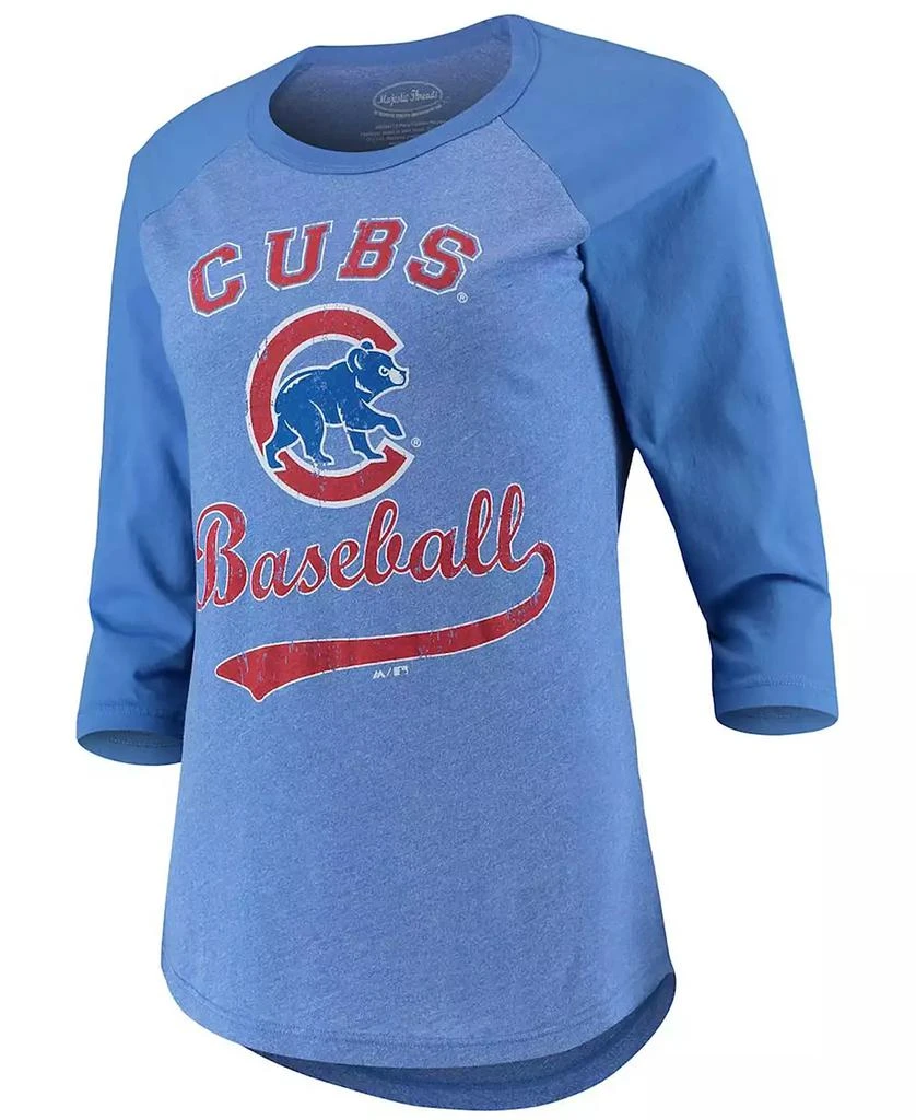 商品Majestic|Women's Royal Chicago Cubs Team Baseball Three-Quarter Raglan Sleeve Tri-Blend T-shirt,价格¥240,第1张图片