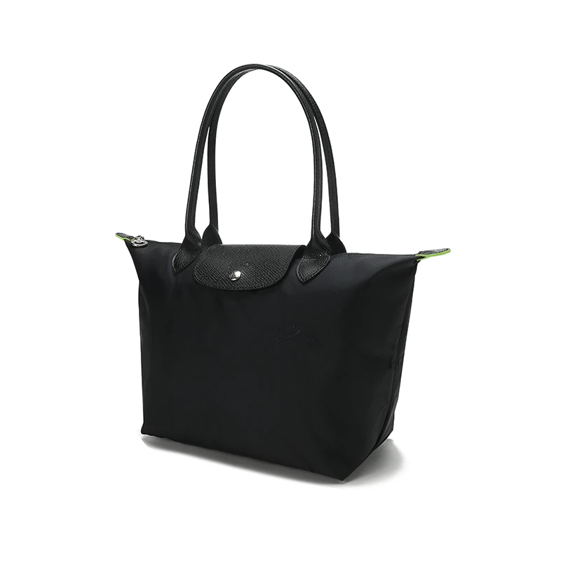商品[国内直发] Longchamp|珑骧 Le Pliage Green 28 长柄可折叠 环保帆布拼牛皮饰边 饺子包手提单肩包 男女同款 黑色,价格¥1555,第3张图片详细描述