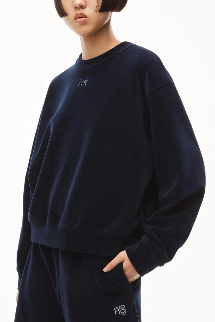 商品Alexander Wang|HOTFIX LOGO SWEATSHIRT IN VELOUR,价格¥1230,第4张图片详细描述