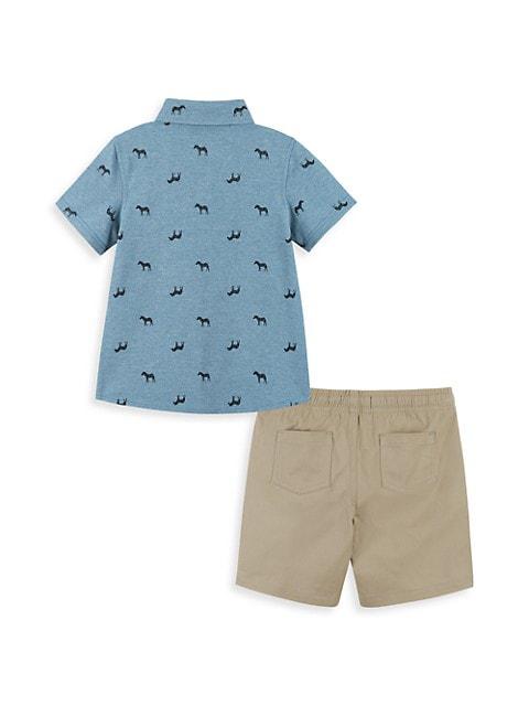 Baby Boy's 2-Piece Dinosaur Short-Sleeve Shirt & Twill Shorts Set商品第2张图片规格展示