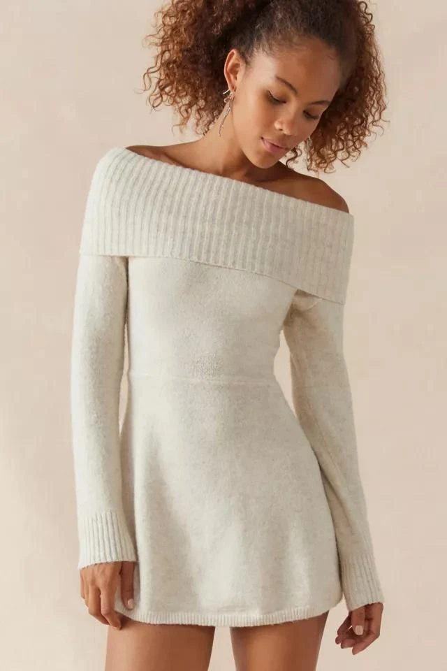 商品Urban Outfitters|UO Blake Knit Off-The-Shoulder Mini Dress,价格¥525,第2张图片详细描述
