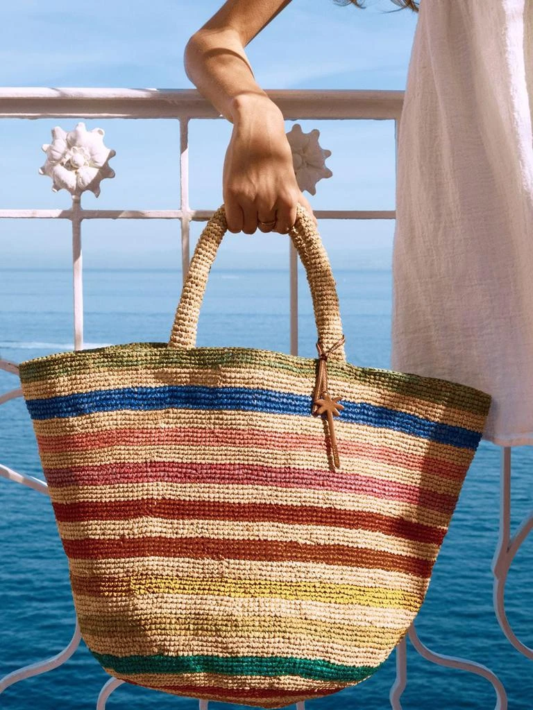 商品MANEBÍ|Summer Rainbow Striped Raffia Tote Bag,价格¥2395,第2张图片详细描述