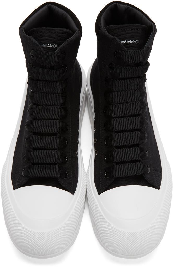 商品Alexander McQueen|Black & White Deck Plimsoll High-Top Sneakers,价格¥4446,第7张图片详细描述
