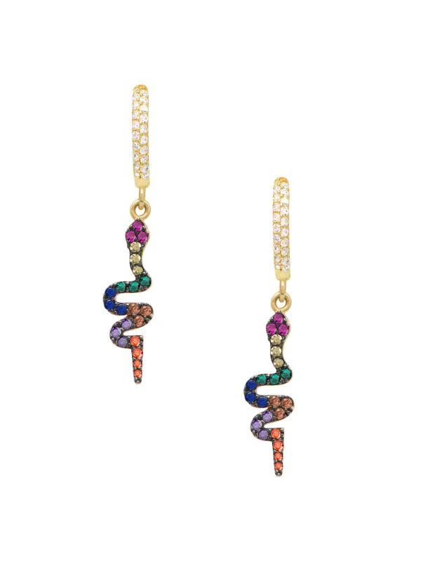 商品Gabi Rielle|22K Gold Vermeil & Multicolor Cubic Circonia Rainbow Snake Drop Earrings,价格¥367,第1张图片