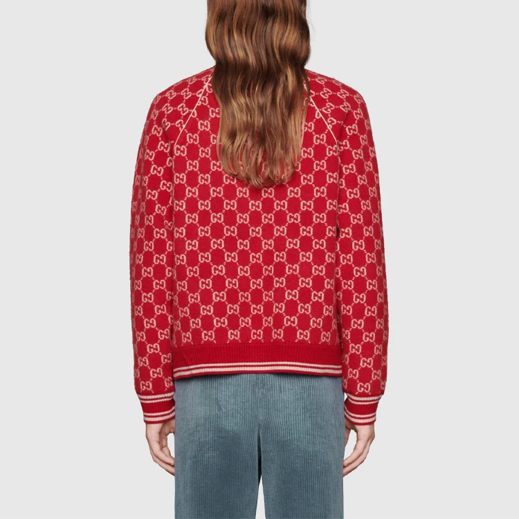 商品[国内直发] Gucci|古驰 Logo字母印花拉链长袖夹克外套 男款 红色,价格¥11535,第6张图片详细描述