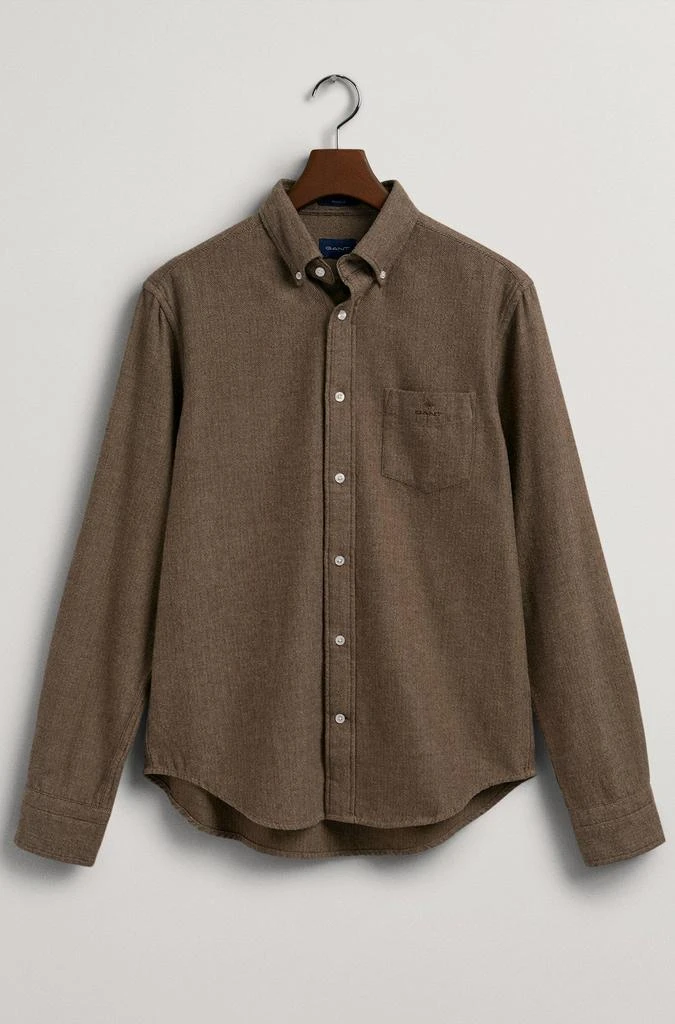 商品Gant|GANT - Rich Brown Regular Fit Herringbone Shirt 3220061 274,价格¥914,第1张图片