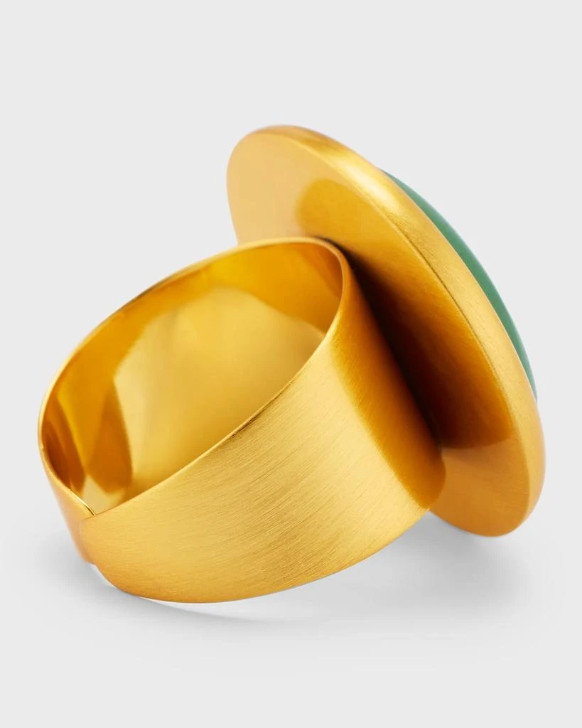 商品NEST Jewelry|Brushed Gold-Plated Jade Aventurine Adjustable Ring,价格¥966,第4张图片详细描述