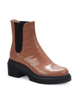 商品Stuart Weitzman|Norah Alligator Embossed Leather Chelsea Boots,价格¥884,第2张图片详细描述