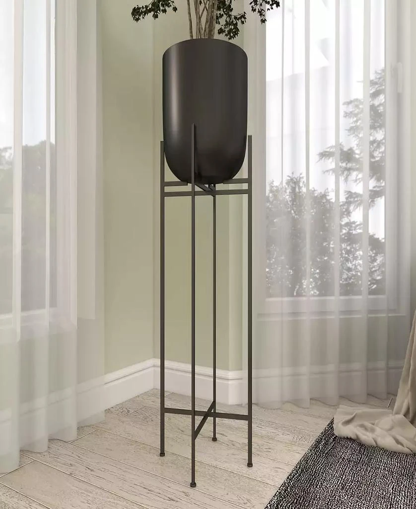 Black Metal Indoor Outdoor Planter with Removable Stand, 12" x 12" x 42" 商品